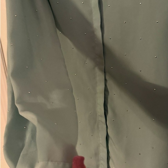🌿 Liz Claiborne Studded Mint Green Blouse – Long Sleeve XL - Picture 2 of 4